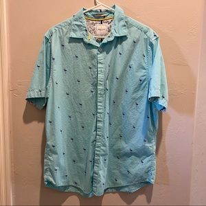Mens button up tropical beach flamingo shirt size XL